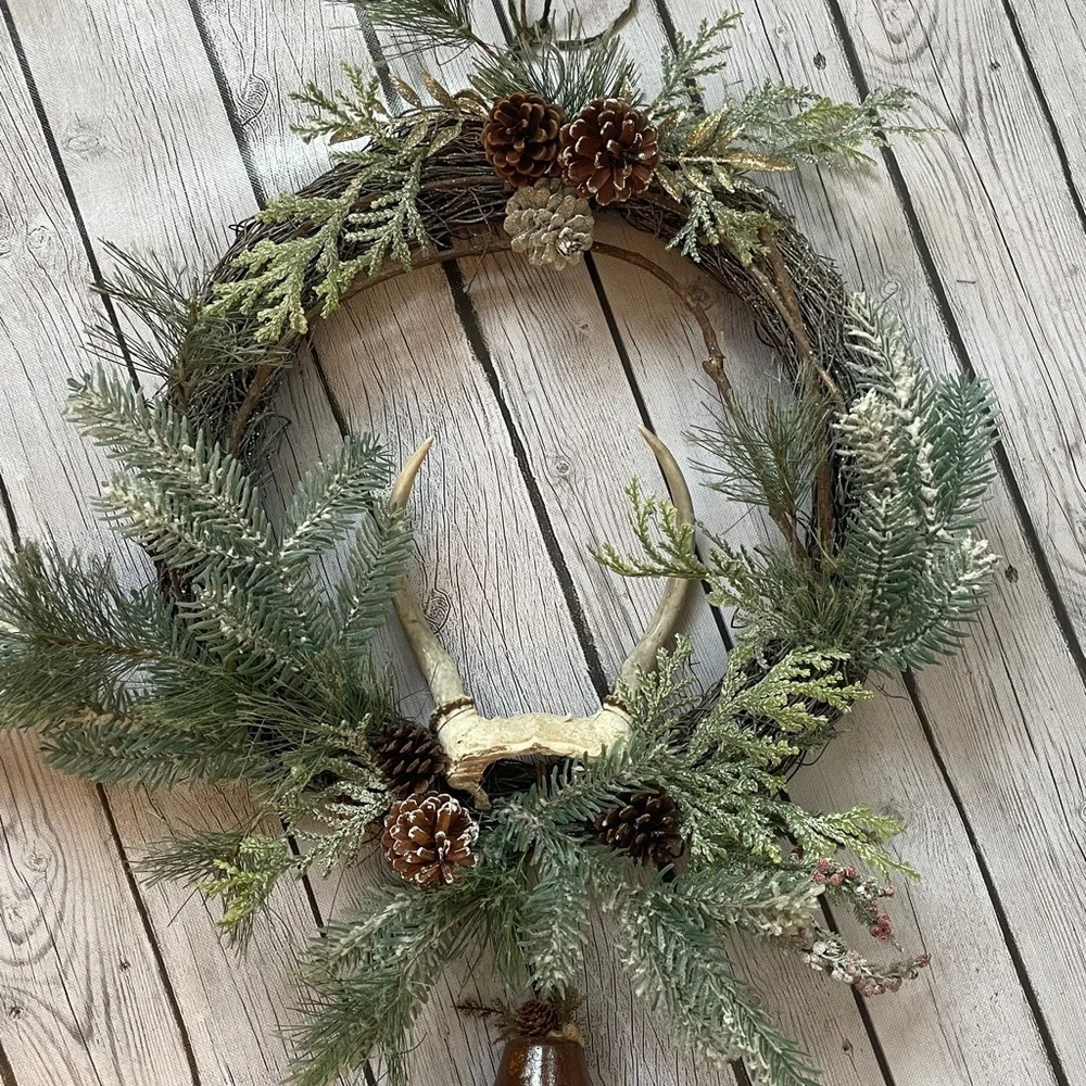Authentic Antler Christmas Wreath Handmade 16” round